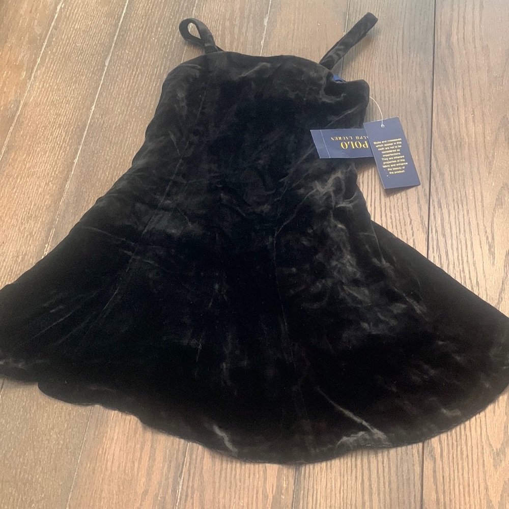 Polo Ralph Lauren Black Velvet Flare Dress Sz 3/3T NWT
